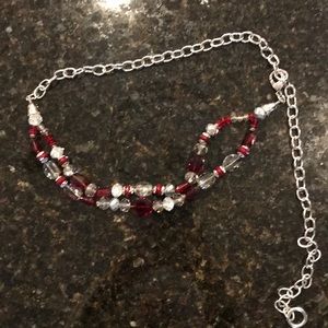 WHBM red and crystal rope style belt